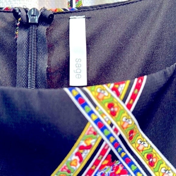 Women’s Sage Boho Argyle Floral Pattern Polyester Baby Doll Smock Dress Size M - Picture 6 of 9